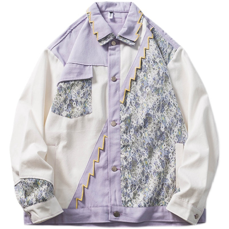 Lace Splicing Color Jacket Male Design Sense