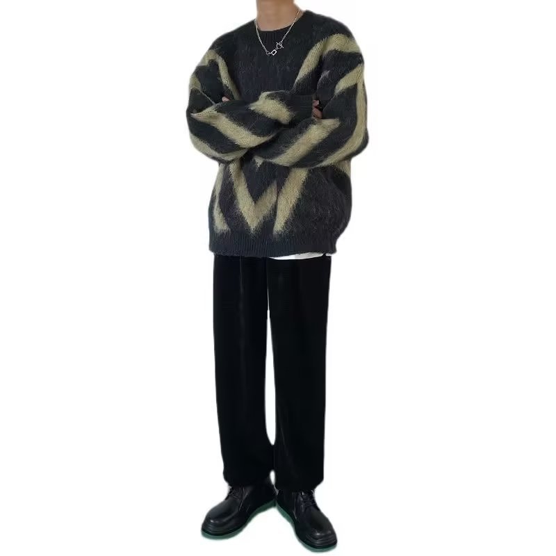 Loose And Lazy Style Warm Winter Stand Collar Lamb Wool Cotton-padded Jacket Men