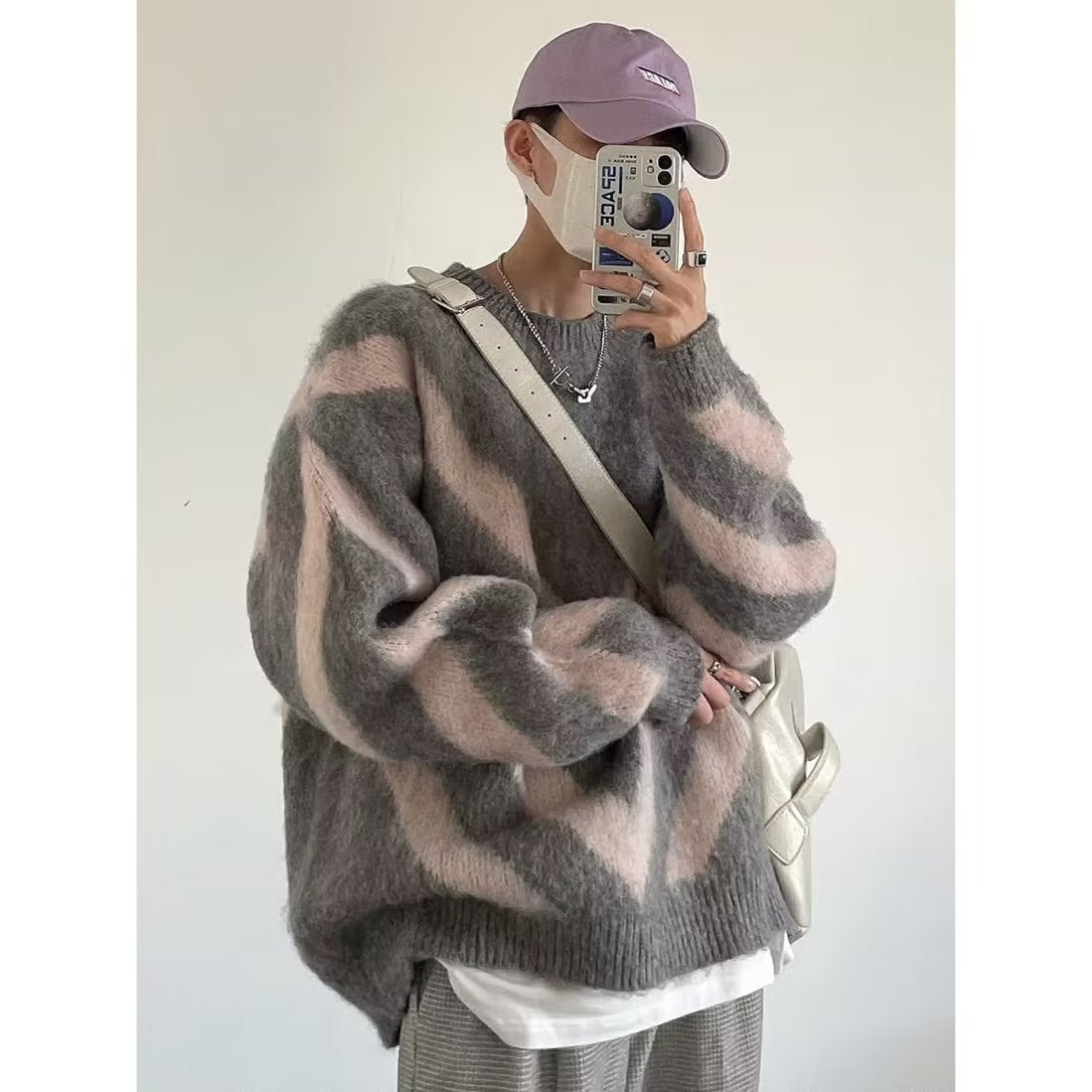 Loose And Lazy Style Warm Winter Stand Collar Lamb Wool Cotton-padded Jacket Men