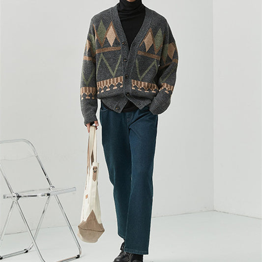Knitted Cardigan Casual Coat Jacket Man