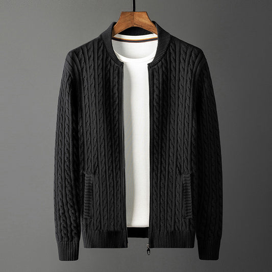 Men's Striped Knit Cardigan Sweater Jacket
