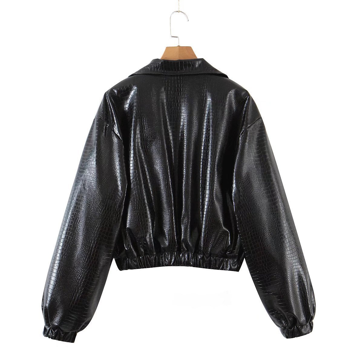 Women's Lapel Quilted PU Leather Jacket