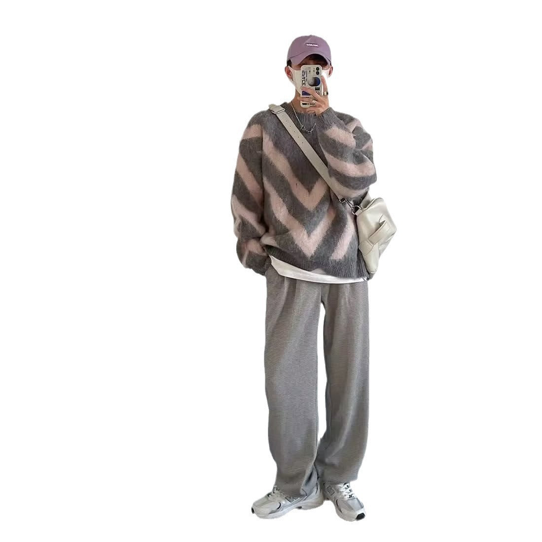 Loose And Lazy Style Warm Winter Stand Collar Lamb Wool Cotton-padded Jacket Men